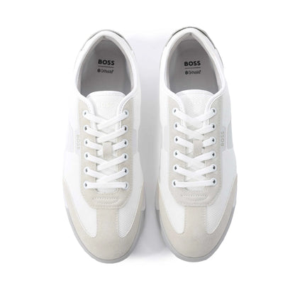 HUGO BOSS NITAN LEATHER & SUEDE TRAINERS WHITE UK 9 RRP £170 BNIB