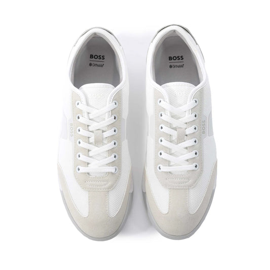 HUGO BOSS NITAN LEATHER & SUEDE TRAINERS WHITE UK 9 RRP £170 BNIB