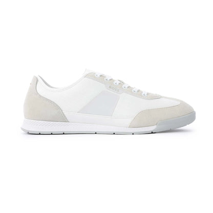 HUGO BOSS NITAN LEATHER & SUEDE TRAINERS WHITE UK 9 RRP £170 BNIB