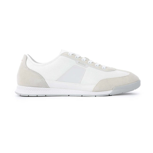 HUGO BOSS NITAN LEATHER & SUEDE TRAINERS WHITE UK 9 RRP £170 BNIB