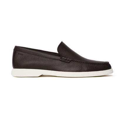 HUGO BOSS SIENNE LEATHER MOCCASINS BROWN SIZE UK 9 RRP £200 BNIB