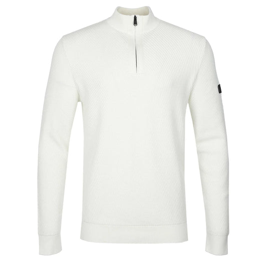 BARBOUR INT DUNE COTTON FUNNEL NECK 1/4 ZIP JUMPER WHISPER WHITE 2XL RRP£120 NEW