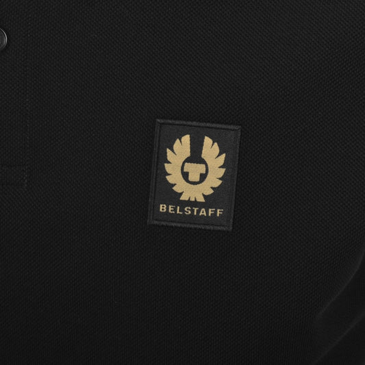 BELSTAFF CONTRAST COLLAR PHOENIX PATCH COTTON POLO SHIRT BLACK RRP £120 BNWT