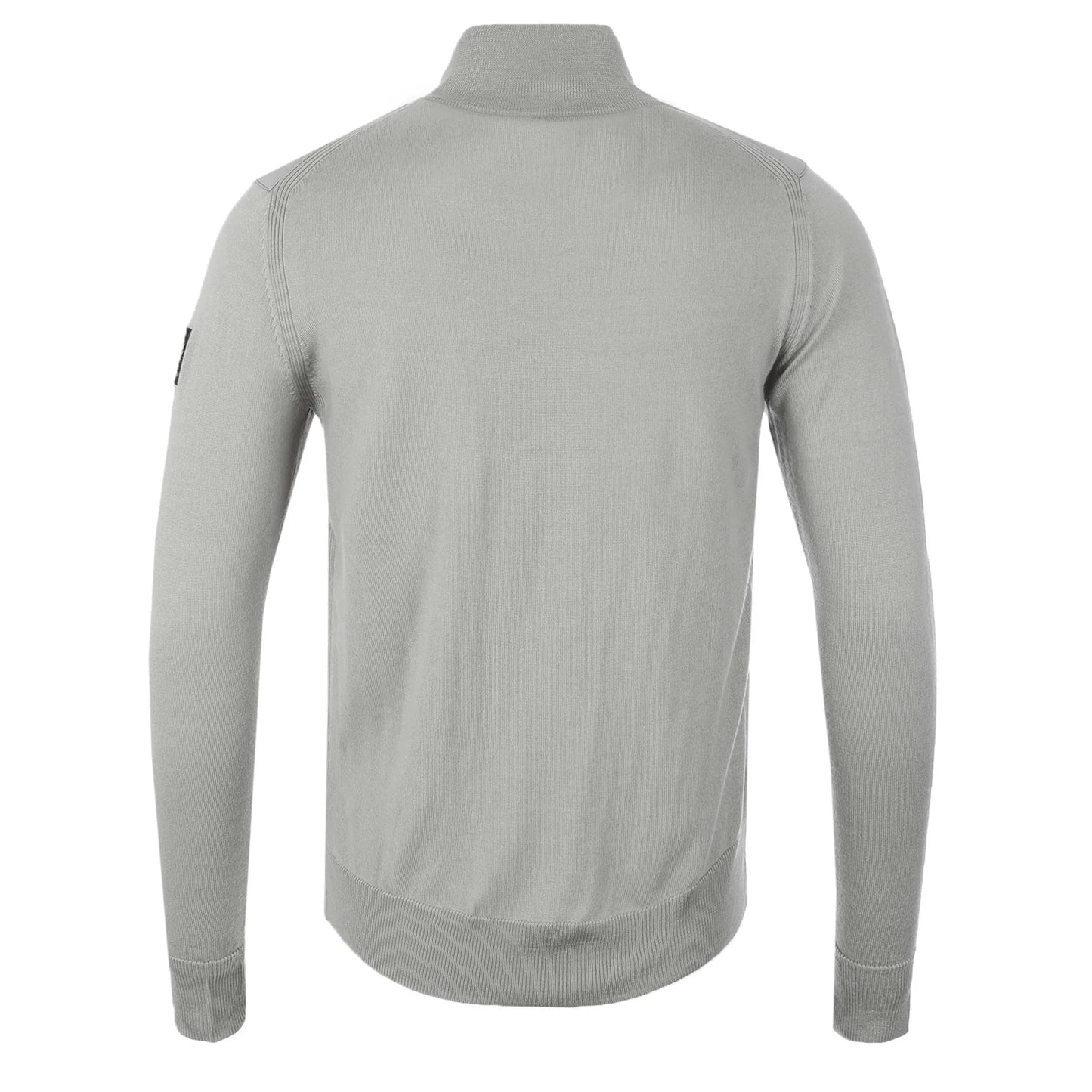 BELSTAFF KELBROOK MIXED MEDIA ZIPPED CARDIGAN JUMPER CHROME GREY RRP £275