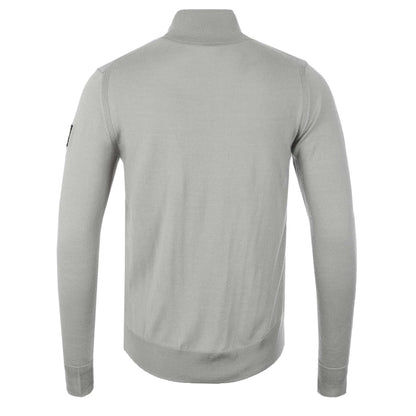 BELSTAFF KELBROOK MIXED MEDIA ZIPPED CARDIGAN JUMPER CHROME GREY RRP £275