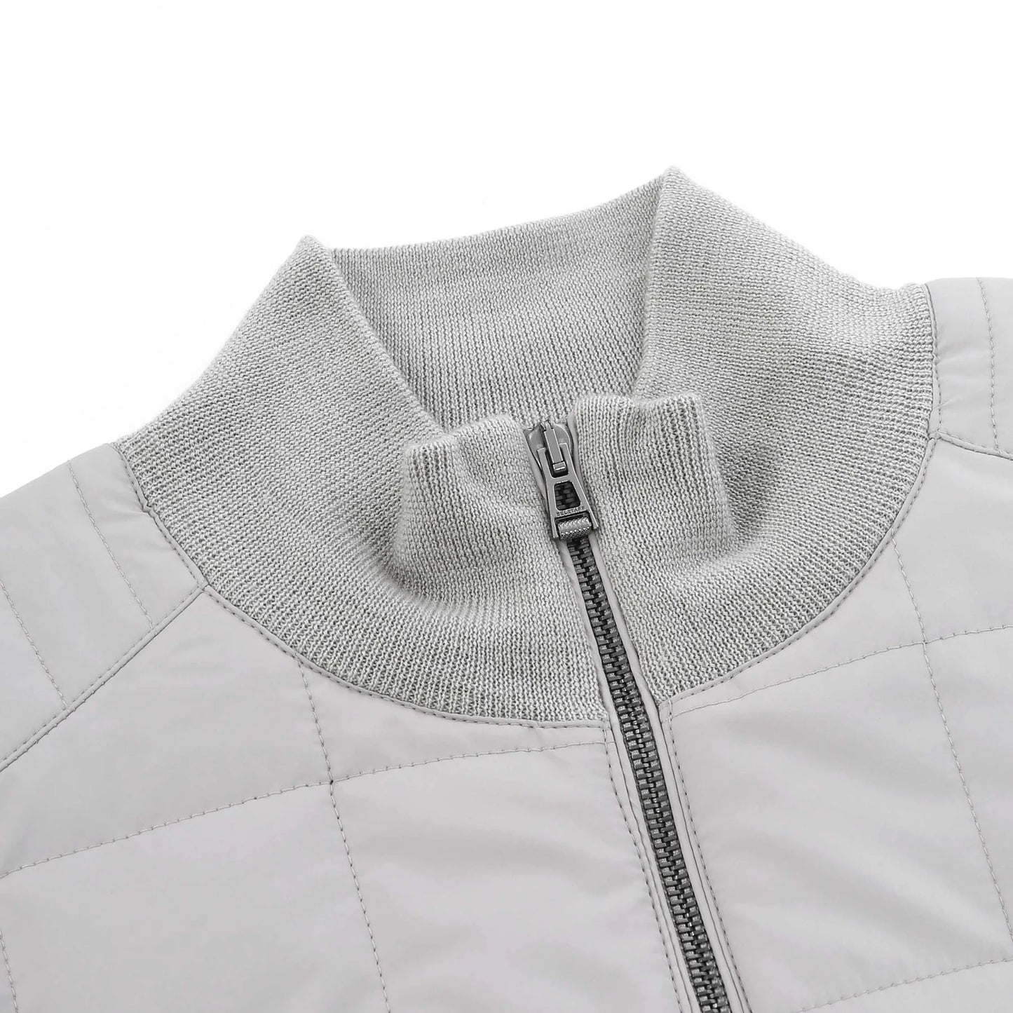 BELSTAFF KELBROOK MIXED MEDIA ZIPPED CARDIGAN JUMPER CHROME GREY RRP £275