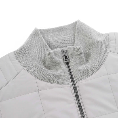 BELSTAFF KELBROOK MIXED MEDIA ZIPPED CARDIGAN JUMPER CHROME GREY RRP £275