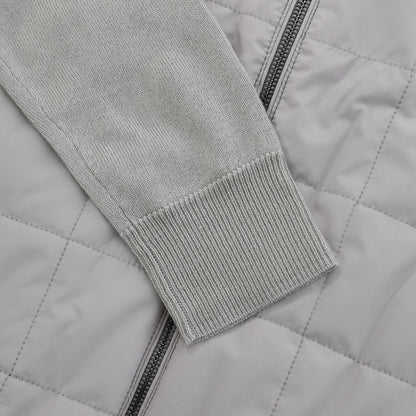 BELSTAFF KELBROOK MIXED MEDIA ZIPPED CARDIGAN JUMPER CHROME GREY RRP £275