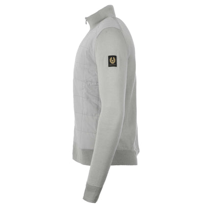 BELSTAFF KELBROOK MIXED MEDIA ZIPPED CARDIGAN JUMPER CHROME GREY RRP £275