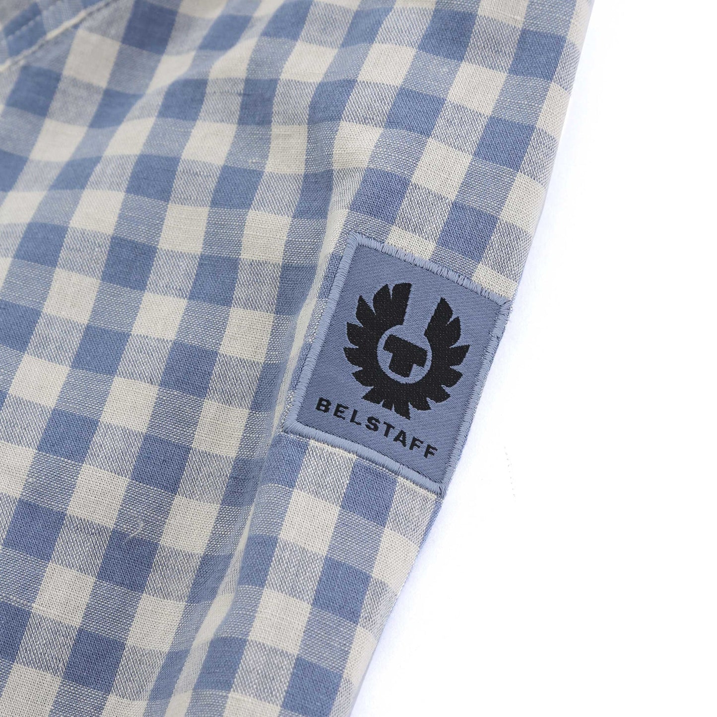 BELSTAFF SCALE LINEN BLEND LONG SLEEVE CHECK SHIRT BLUE FLINT 3XL RRP £160 BNWT