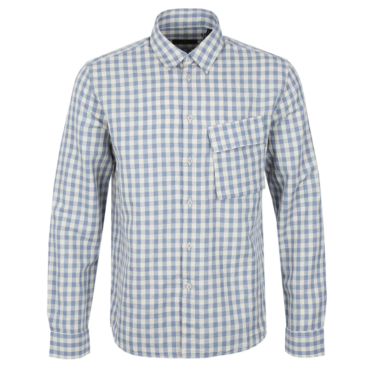 BELSTAFF SCALE LINEN BLEND LONG SLEEVE CHECK SHIRT BLUE FLINT 3XL RRP £160 BNWT