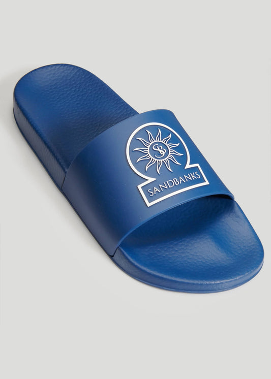 SANDBANKS BADGE LOGO SLIDERS BLUE UK8 RRP £105 BNIB