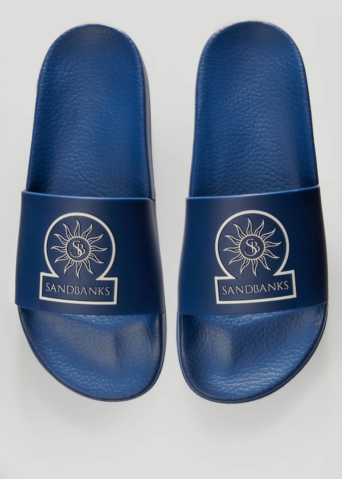 SANDBANKS BADGE LOGO SLIDERS BLUE UK8 RRP £105 BNIB