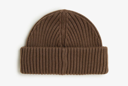 FRED PERRY COMBED COTTON RIBBED BEANIE HAT BURNT TOBACCO BROWN RRP £55 BNWT