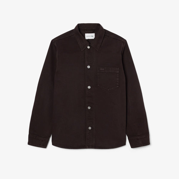 LACOSTE HEAVYWEIGHT DENIM RELAXED FIT OVERSHIRT JACKET BROWN XL RRP £160 BNWT