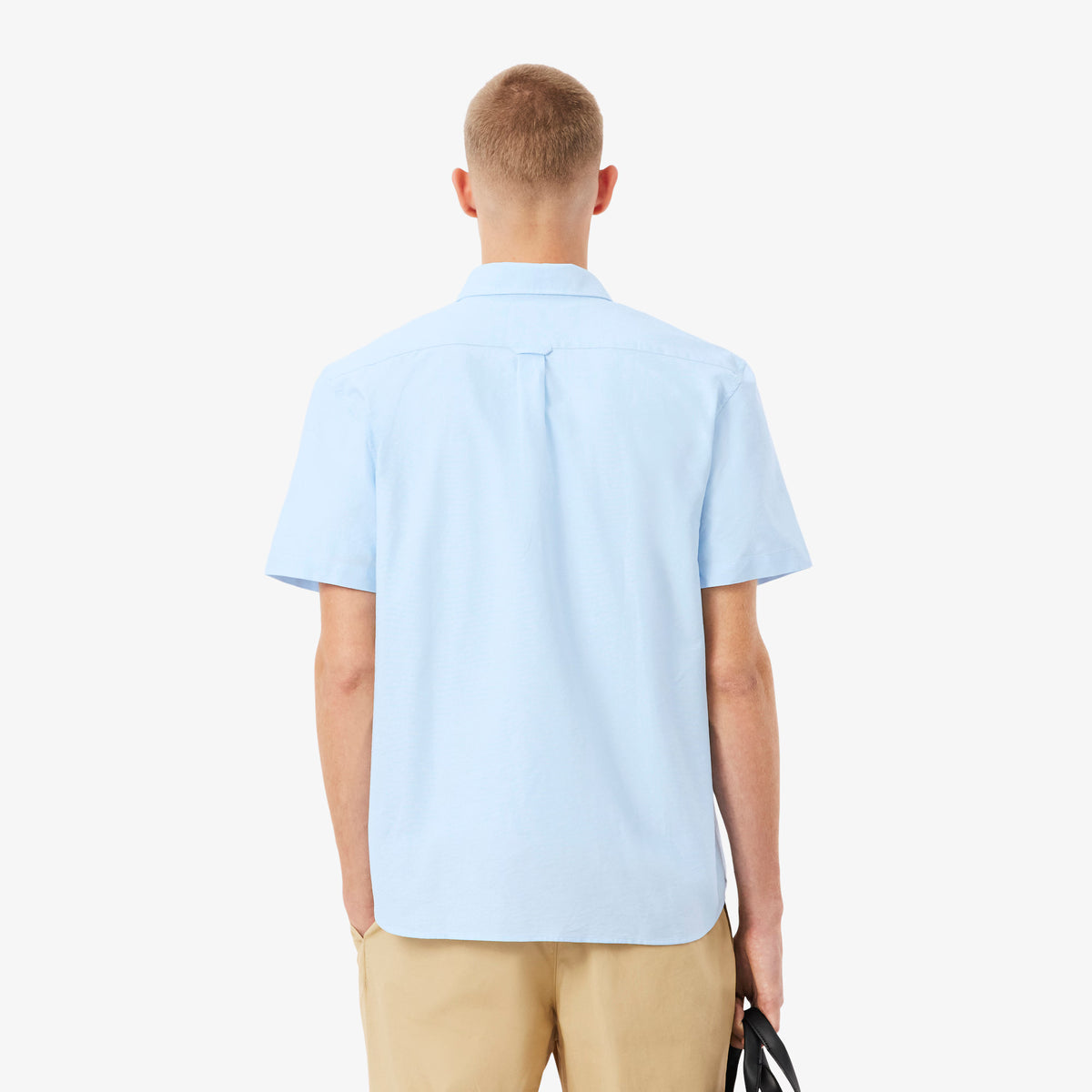 LACOSTE OXFORD CROC LOGO SHORT SLEEVE COTTON SHIRT SKY BLUE L RRP £95 BNWT