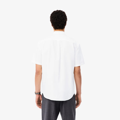 LACOSTE OXFORD CROC LOGO SHORT SLEEVE COTTON SHIRT WHITE 2XL RRP £100 BNWT