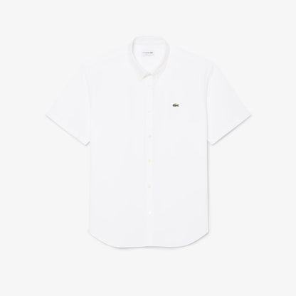 LACOSTE OXFORD CROC LOGO SHORT SLEEVE COTTON SHIRT WHITE 2XL RRP £100 BNWT