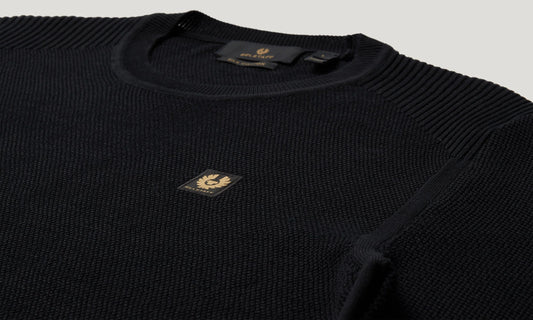 BELSTAFF COAST SILK COTTON PIQUE JUMPER SWEATER DARK INK NAVY XL RRP £235 BNWT
