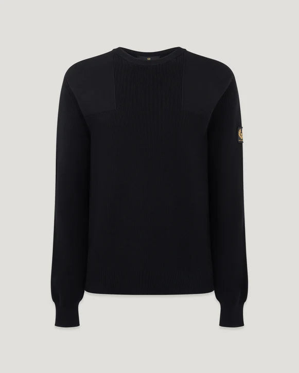 BELSTAFF COMMANDER CREW NECK COTTON JUMPER BLACK 2XL RRP £200 BNWT