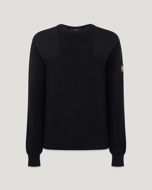 BELSTAFF COMMANDER CREW NECK COTTON JUMPER BLACK 2XL RRP £200 BNWT