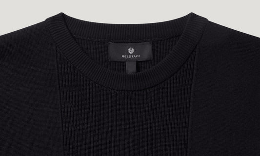BELSTAFF COMMANDER CREW NECK COTTON JUMPER BLACK 2XL RRP £200 BNWT