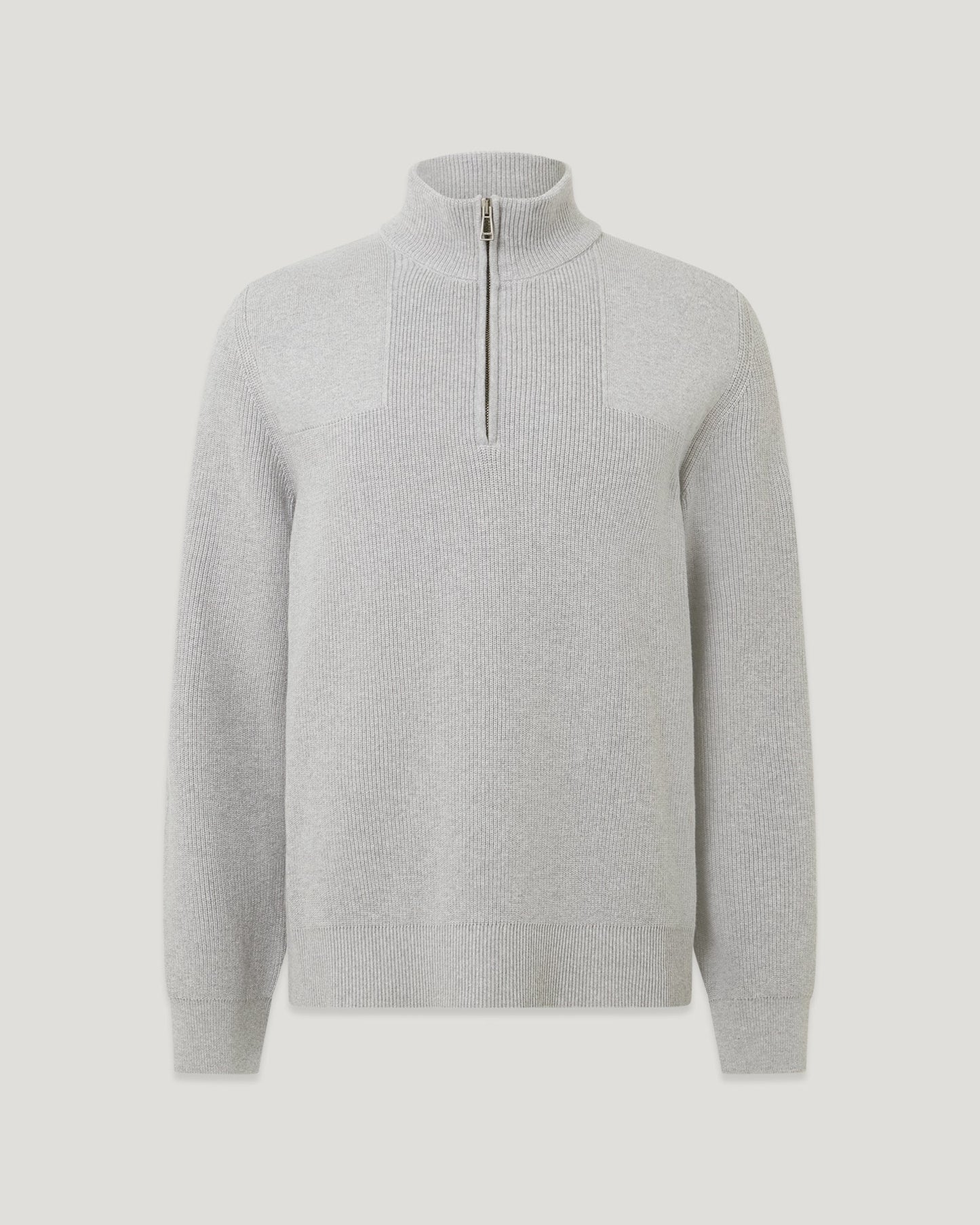 BELSTAFF COMMANDER QUARTER ZIP COTTON JUMPER OLD SILVER GREY LARGE RRP £225 BNWT