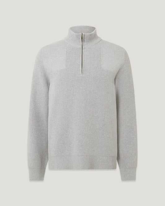 BELSTAFF COMMANDER QUARTER ZIP COTTON JUMPER OLD SILVER GREY LARGE RRP £225 BNWT