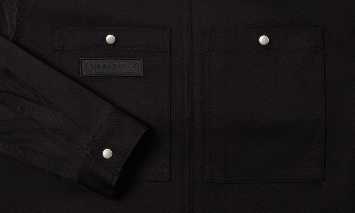BELSTAFF COMPETITION COTTON TWILL OVERSHIRT BLACK LARGE RRP £225 BNWT
