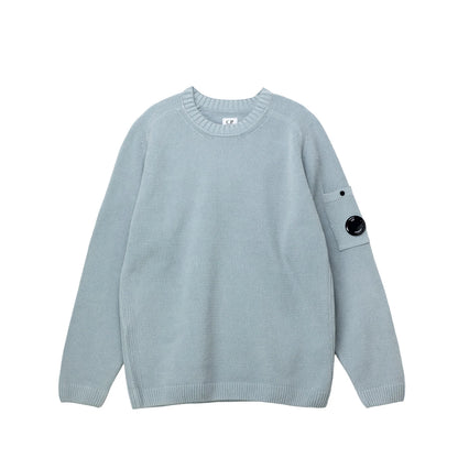 C.P. COMPANY CHENILLE COTTON LENS CREW NECK JUMPER SILVER BLUE RRP £235 BNWT