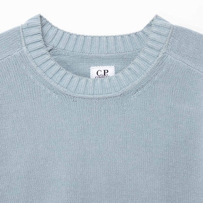 C.P. COMPANY CHENILLE COTTON LENS CREW NECK JUMPER SILVER BLUE RRP £235 BNWT