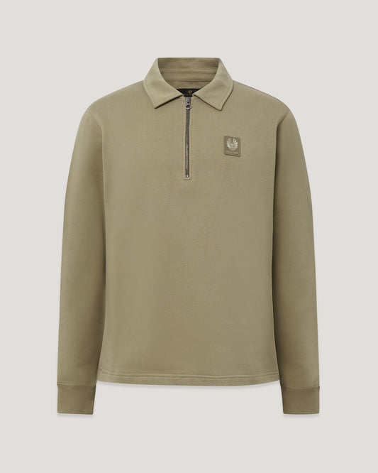 BELSTAFF CURATOR QUARTER ZIP COTTON SWEATSHIRT FATIGUE GREEN XL RRP £180 NEW