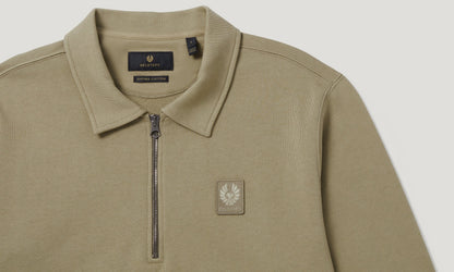 BELSTAFF CURATOR QUARTER ZIP COTTON SWEATSHIRT FATIGUE GREEN XL RRP £180 NEW