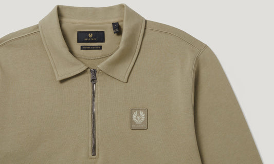 BELSTAFF CURATOR QUARTER ZIP COTTON SWEATSHIRT FATIGUE GREEN XL RRP £180 NEW