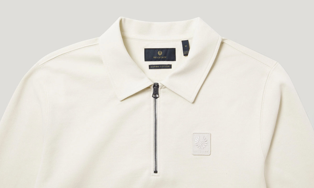 BELSTAFF CURATOR QUARTER ZIP COTTON SWEATSHIRT SILVER BIRCH RRP £180 NEW