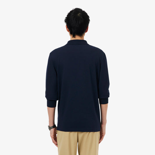 LACOSTE CROC LOGO PIQUE COTTON LONG SLEEVE POLO SHIRT NAVY (7) 2XL RRP £105 BNWT