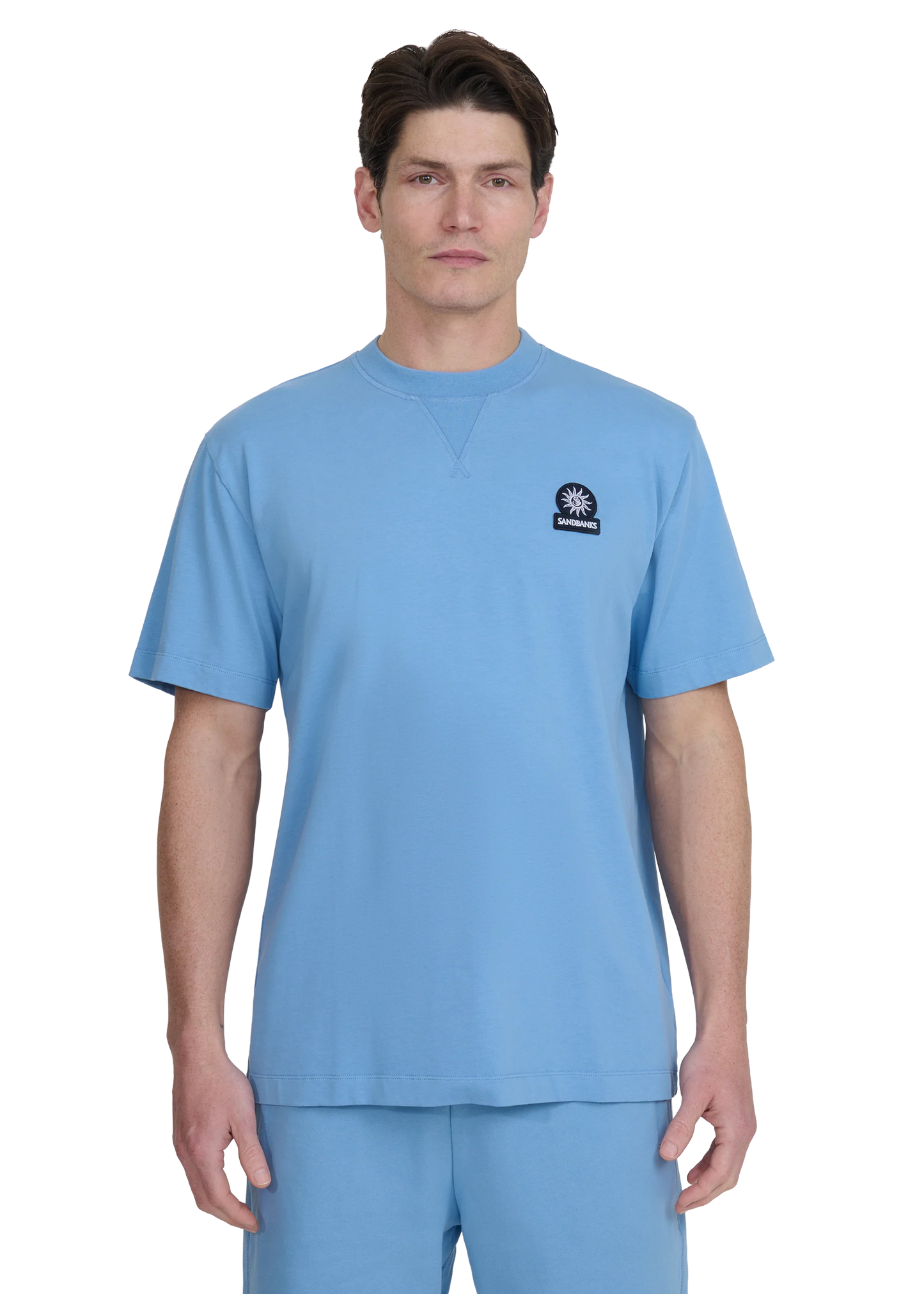 SANDBANKS DOUBLE JERSEY COLLEGIATE COTTON T-SHIRT DUSTY BLUE XL RRP £95 BNWT