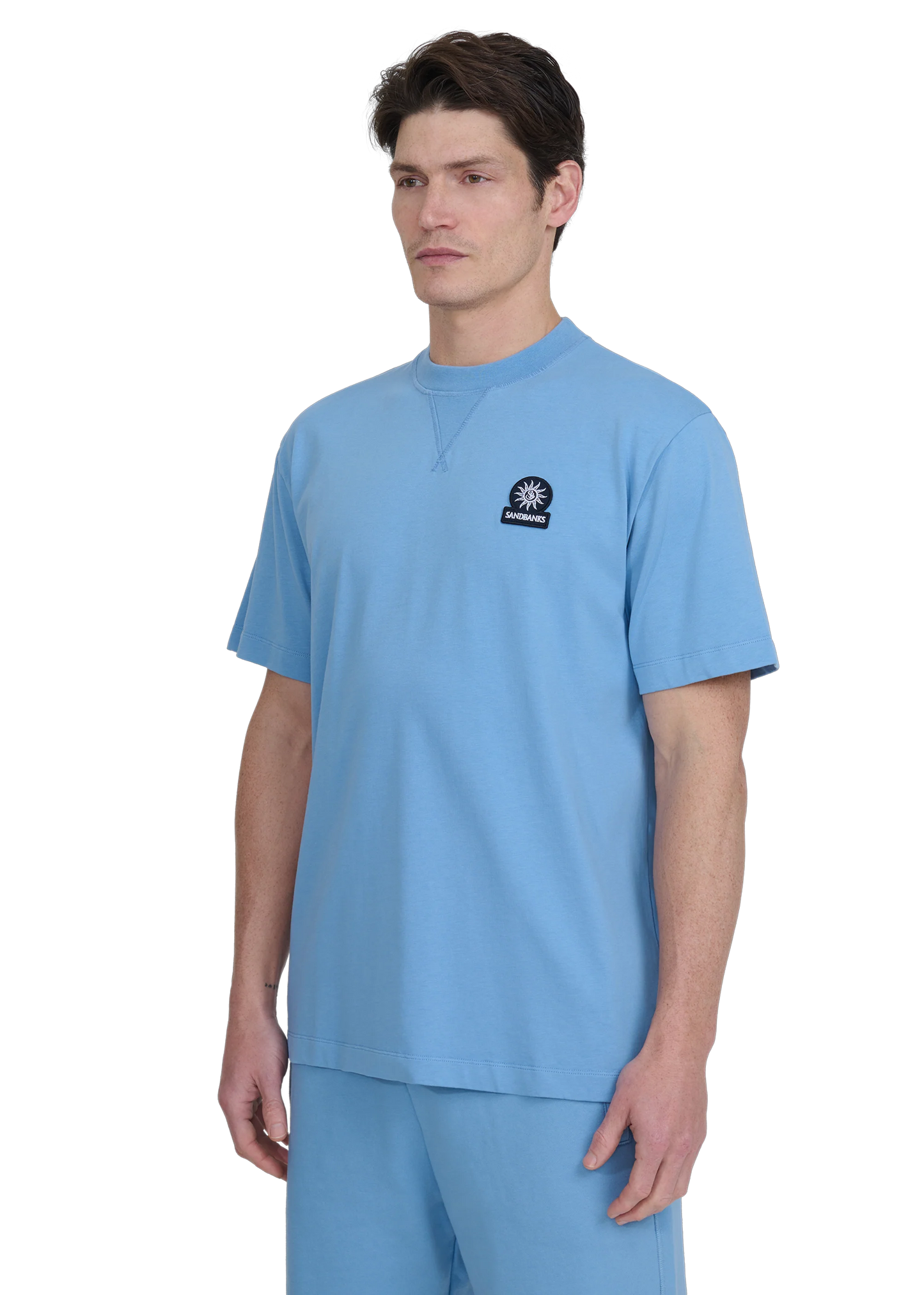 SANDBANKS DOUBLE JERSEY COLLEGIATE COTTON T-SHIRT DUSTY BLUE XL RRP £95 BNWT