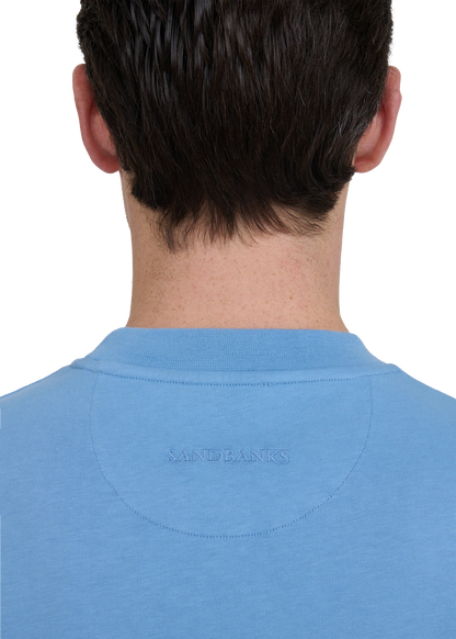 SANDBANKS DOUBLE JERSEY COLLEGIATE COTTON T-SHIRT DUSTY BLUE XL RRP £95 BNWT