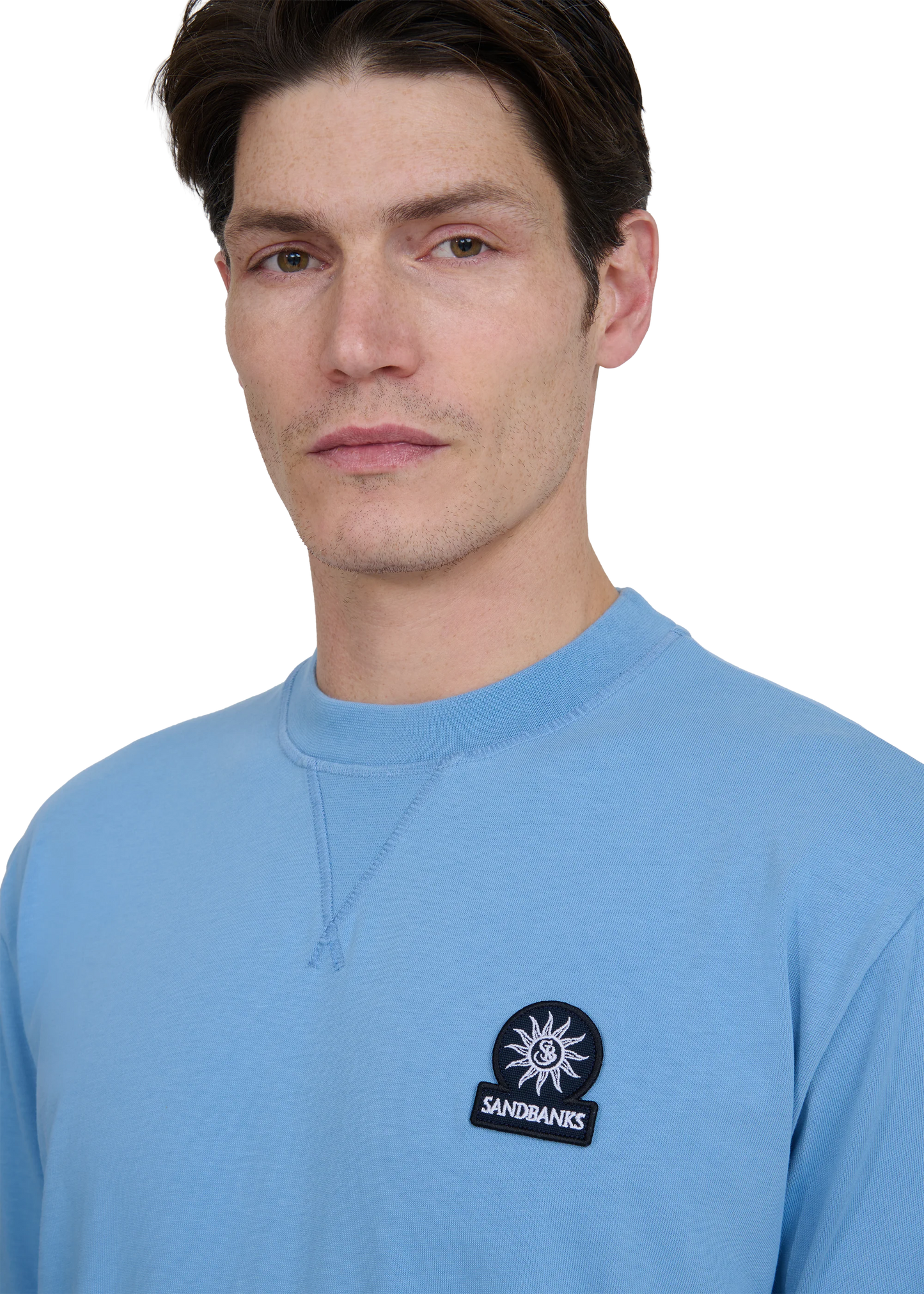 SANDBANKS DOUBLE JERSEY COLLEGIATE COTTON T-SHIRT DUSTY BLUE XL RRP £95 BNWT