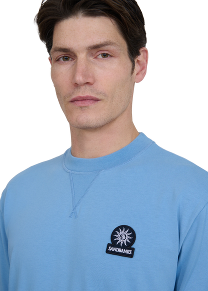 SANDBANKS DOUBLE JERSEY COLLEGIATE COTTON T-SHIRT DUSTY BLUE XL RRP £95 BNWT