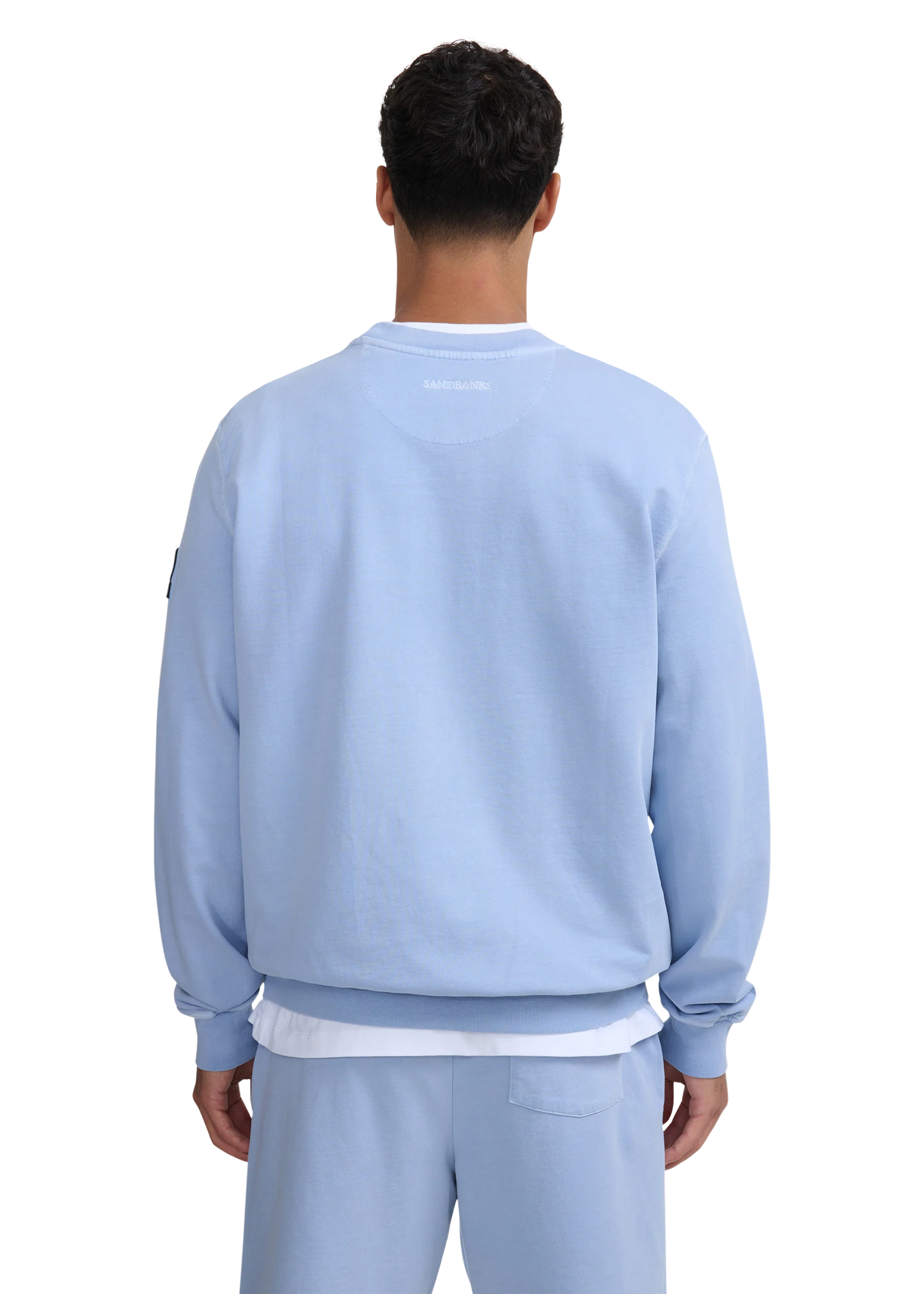 SANDBANKS BADGE LOGO MINERAL WASH COTTON SWEATSHIRT DUSTY BLUE 3XL RRP £160 BNWT