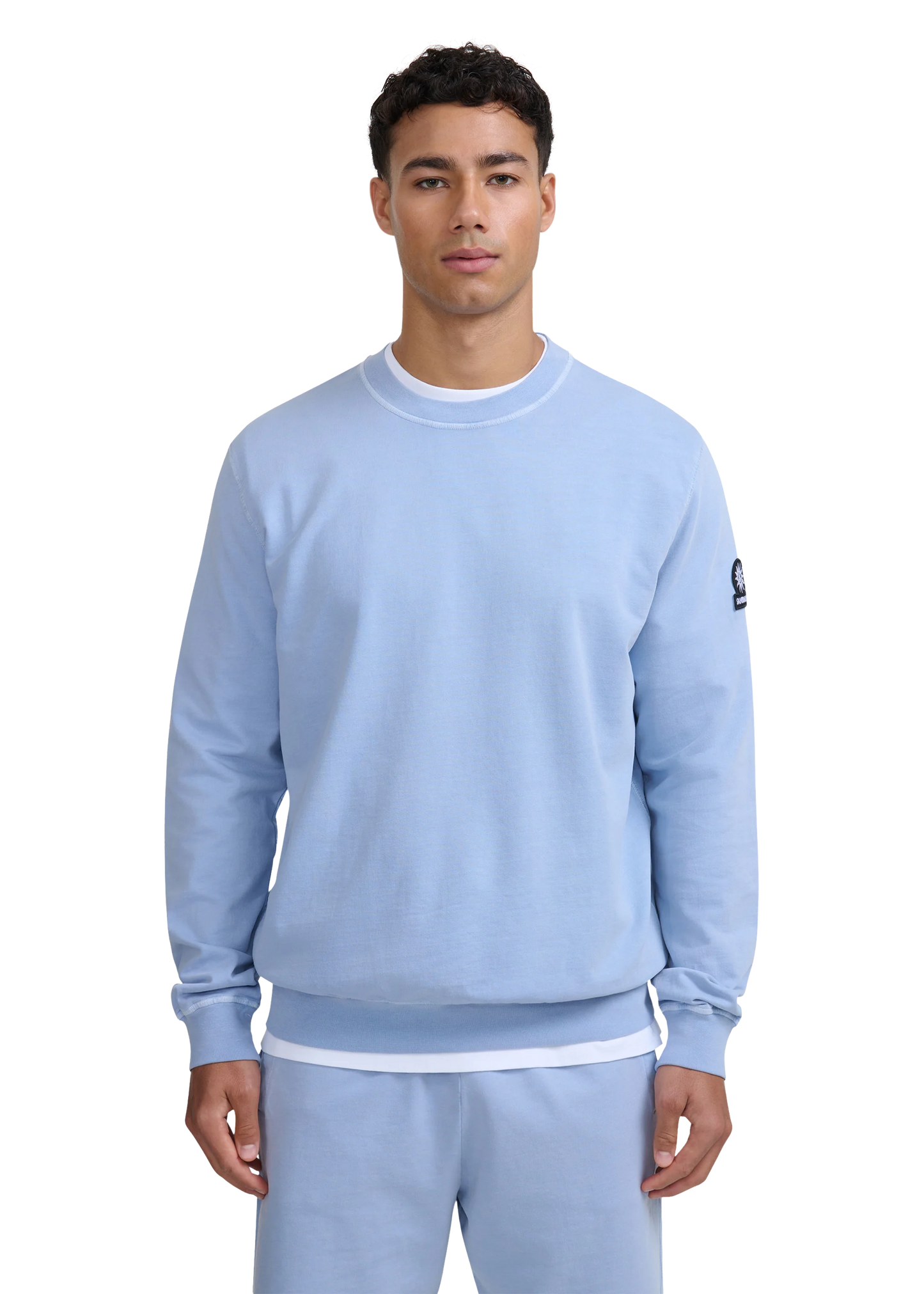 SANDBANKS BADGE LOGO MINERAL WASH COTTON SWEATSHIRT DUSTY BLUE 3XL RRP £160 BNWT