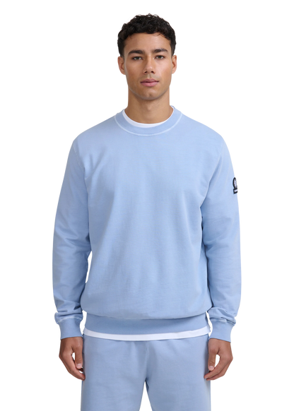 SANDBANKS BADGE LOGO MINERAL WASH COTTON SWEATSHIRT DUSTY BLUE 3XL RRP £160 BNWT