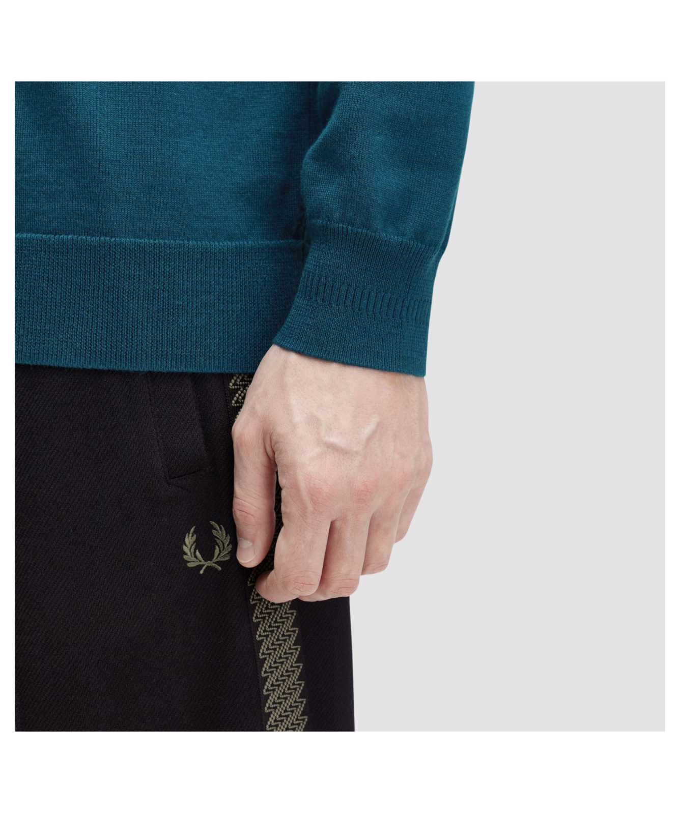 FRED PERRY MERINO WOOL BLEND KNIT POLO JUMPER DARK PETROL RRP £140 BNWT