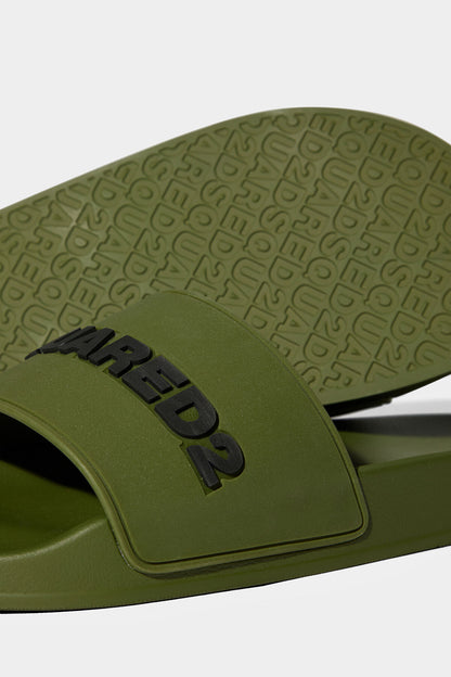 DSQUARED2 LETTER LOGO MILITARY GREEN STRAP SLIDES POOL BEACH UK 9 RRP £195 BNIB