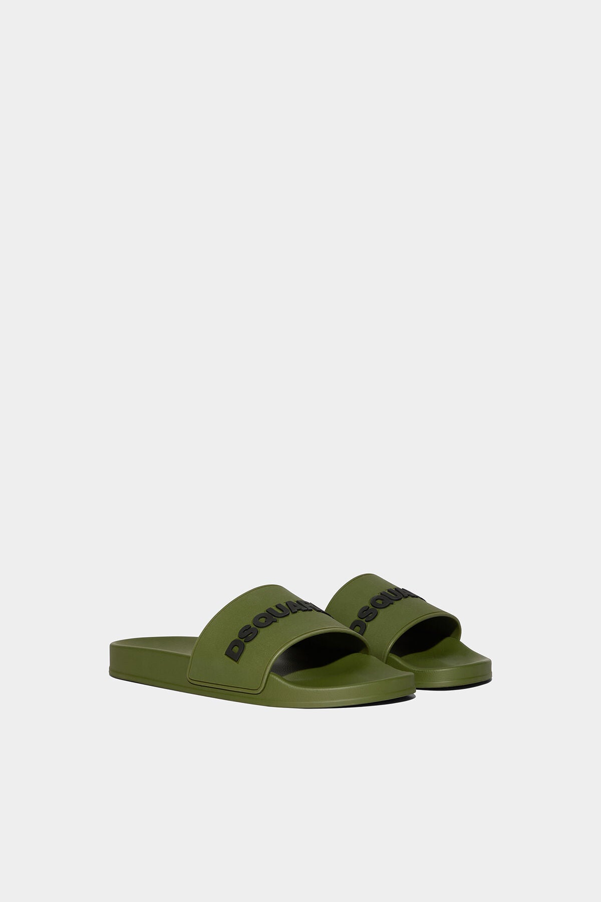 DSQUARED2 LETTER LOGO MILITARY GREEN STRAP SLIDES POOL BEACH UK 9 RRP £195 BNIB