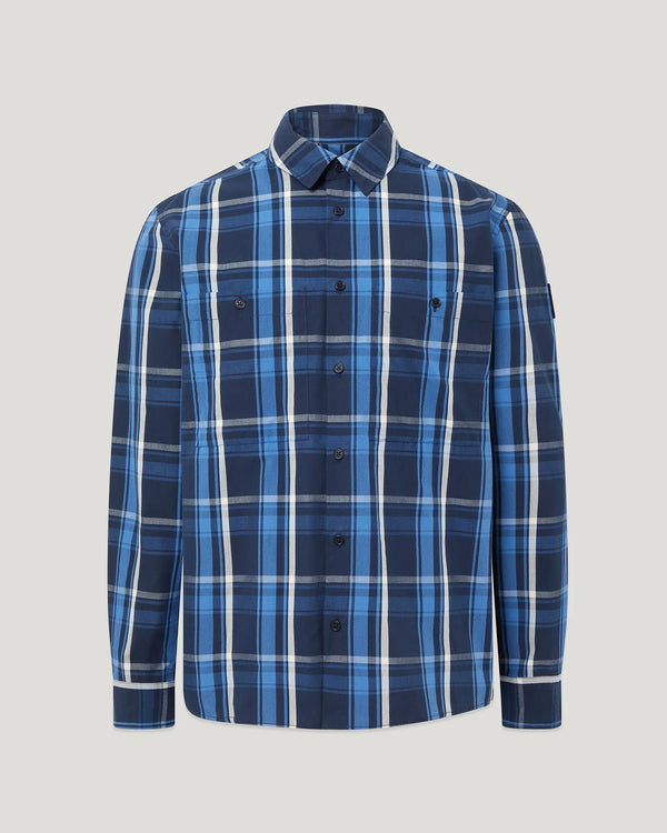 BELSTAFF FLEET CHECKED LONG SLEEVE SHIRT DARK INK BLUE RRP £170 BNWT
