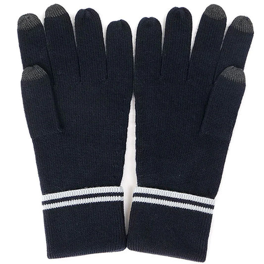 FRED PERRY TWIN TIPPED LOGO MERINO WOOL GLOVES NAVY BLUE RRP £55 BNWT