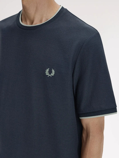 FRED PERRY CREPE PIQUE COTTON T-SHIRT NAVY XL RRP £60 BNWT